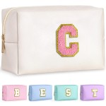 TOPEAST Airplane Travel Essentials - Travel Makeup Bag, Travel Essentials for Women White Small Makeup Bag Travel Cosmetic Bags for Women Travel Toiletry Bag (Pearly White C)