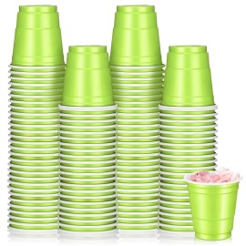 Roshtia 100 Pack 2 oz Christmas Plastic Shot Cups, Mini Disposable Shot Glasses 2 oz Party Cups for Wedding Christmas Winter Party, Beer Taste Serving, Snacks(Light Green)