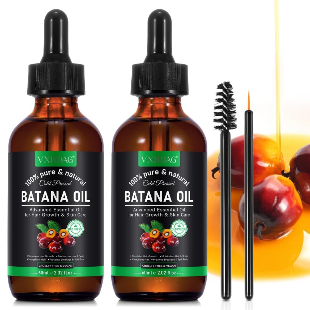 VXHDAG Batana Oil - Pure & Natural Hair Growth Oil from Honduras, Eliminates Split Ends, Enhances Radiance for All Hair & Skin Types, 4.04 fl oz (pack of 2)