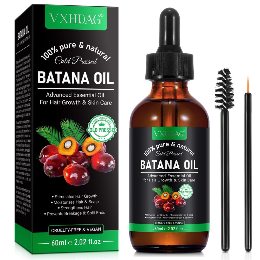 VXHDAG Batana Oil - 100% Pure & Natural from Honduras for Hair Growth, Eliminates Split Ends, Enhances Radiance & Nourishment for All Hair Types, 2.02 fl oz