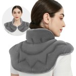 MEISENHOME Microwavable Heating Pad for Neck and Shoulders, Weighted Microwave Moist Heated Wrap for Pain Relief Muscle Stress Tension, Heat Neck Wrap with Aromatherapy, Hot & Cold Compress, Grey