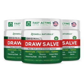 OWELL NATURALS Drawing Salve Ointment Fast Acting Formula for Skin, Splinters, Ingrown Hairs, Boils & Cyst, Bug Bites, bee Sting, Mosquito bite Itch, Poison Ivy (3 Pack)