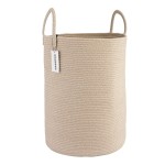 XUANGUO Cotton Rope Laundry Basket Hamper for Clothes Woven Storage Basket for Living Room Bedroom Boho Tall Rope Baskets for Blanket Toys Pillow Towels Baby Nursery Hamper Bin Large oatmeal