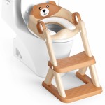 Rabb 1st Potty Training Seat, Upgrade Toddler Toilet Seat for Kids Boys Girls, 2 in 1 Potty Training Toilet for Kids, Splash Guard Anti-Slip Pad Step StoolBrown