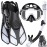 Ubekezele Snorkeling Gear for Adults Men Women,4 in 1 Snorkel Set with Panoramic View Diving Mask Anti-Fog Anti-Leak,Dry Top Snorkel,Fins and Travel Bag for Swimming,Snorkeling and Travel Diving