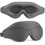 MOEASEii Sleep Mask - Total Blackout 3D Sleeping Mask, Super Lightweight & Silky Soft Eye Mask for Sleeping, Fully Adjustable Fit for Home, Office, Traveling, Meditation, Yoga, Gray