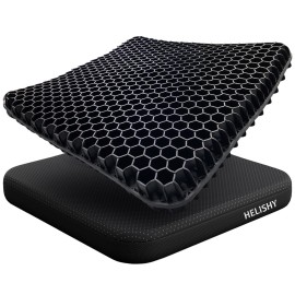 Gel Wheelchair Seat Cushion for Long Sitting - Cooling Office Chair Cushion for Sciatica, Back, Pressure Sore, Tailbone Pain Relief - Soft & Breathable Butt Pillow with Non-Slip Cover for Wheelchair