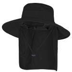 Sun Hats for Men Women Fishing Hat UPF 50+ Breathable Wide Brim Bucket Hats Summer UV Protection Safari Hat with Neck Flap Black