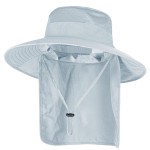 Sun Hats for Men Women Fishing Hat UPF 50+ Breathable Wide Brim Bucket Hats Summer UV Protection Safari Hat with Neck Flap Light Grey