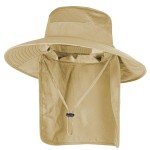 Sun Hats for Men Women Fishing Hat UPF 50+ Breathable Wide Brim Bucket Hats Summer UV Protection Safari Hat with Neck Flap Khaki