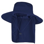 Sun Hats for Men Women Fishing Hat UPF 50+ Breathable Wide Brim Bucket Hats Summer UV Protection Safari Hat with Neck Flap Navy Blue