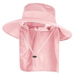 Sun Hats for Men Women Fishing Hat UPF 50+ Breathable Wide Brim Bucket Hats Summer UV Protection Safari Hat with Neck Flap Pink