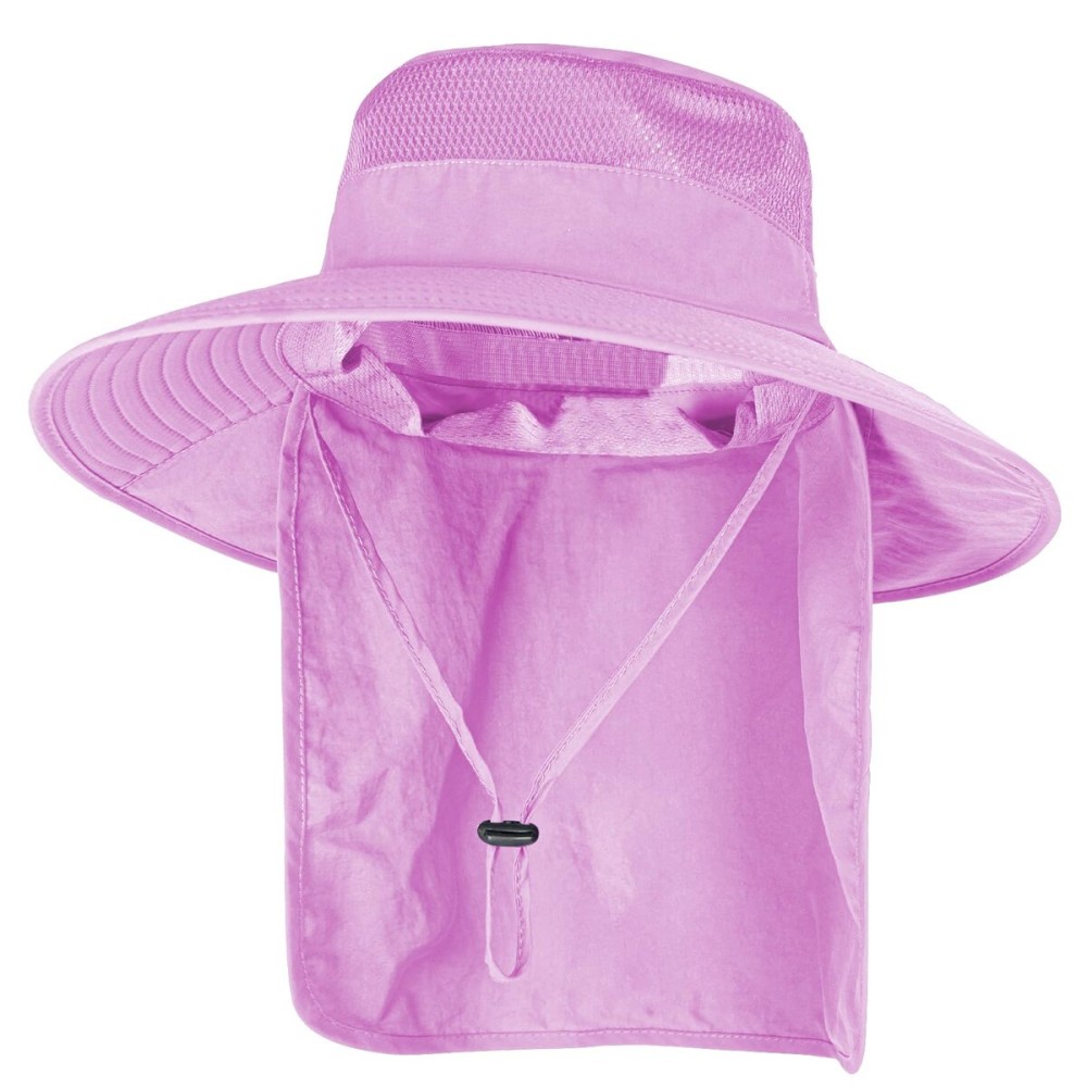 Sun Hats for Men Women Fishing Hat UPF 50+ Breathable Wide Brim Bucket Hats Summer UV Protection Safari Hat with Neck Flap Purple