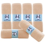 HIPHOP PANDA Baby Washcloths, Rayon Made from Bamboo - 2 Layer Ultra Soft Absorbent Newborn Bath Face Towel - Reusable Baby Wipes for Delicate Skin - Brown, 6 Pack