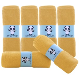 HIPHOP PANDA Baby Washcloths, Rayon Made from Bamboo - 2 Layer Ultra Soft Absorbent Newborn Bath Face Towel - Reusable Baby Wipes for Delicate Skin - Honey, 6 Pack