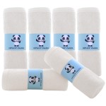 HIPHOP PANDA Baby Washcloths, Rayon Made from Bamboo - 2 Layer Ultra Soft Absorbent Newborn Bath Face Towel - Reusable Baby Wipes for Delicate Skin - Ivory, 6 Pack