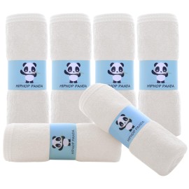 HIPHOP PANDA Baby Washcloths, Rayon Made from Bamboo - 2 Layer Ultra Soft Absorbent Newborn Bath Face Towel - Reusable Baby Wipes for Delicate Skin - Ivory, 6 Pack