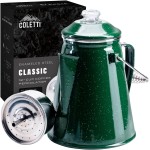 COLETTI Classic Percolator Coffee Pot - The Most Nostalgic Camping Coffee Pot, Now Modernized [Green Enamel, 12 Cup]