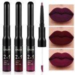 evpct 3Pcs Dark Red Purple Plum Matte Liquid Lipstick and Lip Liner Set for Women Matte Burgundy Lip Tint Stain Long Lasting Waterproof, Black Cherry Blood Red Mauve Brown Gothic Goth Lipsticks Makeup