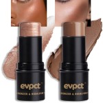 evpct 2Pcs Face Cream Contour Bronzer Sticks Makeup Highlighter Highlight Almond Mocha Creme Cheek Contour Sticks contorno en crema Bronzing Foundation Face Contour Stick Kit,1+10 New Medium