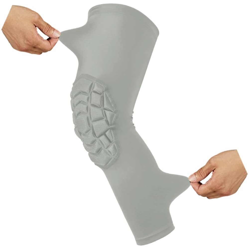 Knee Pads Compression Leg Sleeve Knee Sleeve for All Sports Wrestling Protector Gear, Youth & Adult Sizes, 1 Pair of Knee Paded(Grey_XL_2 Pack)