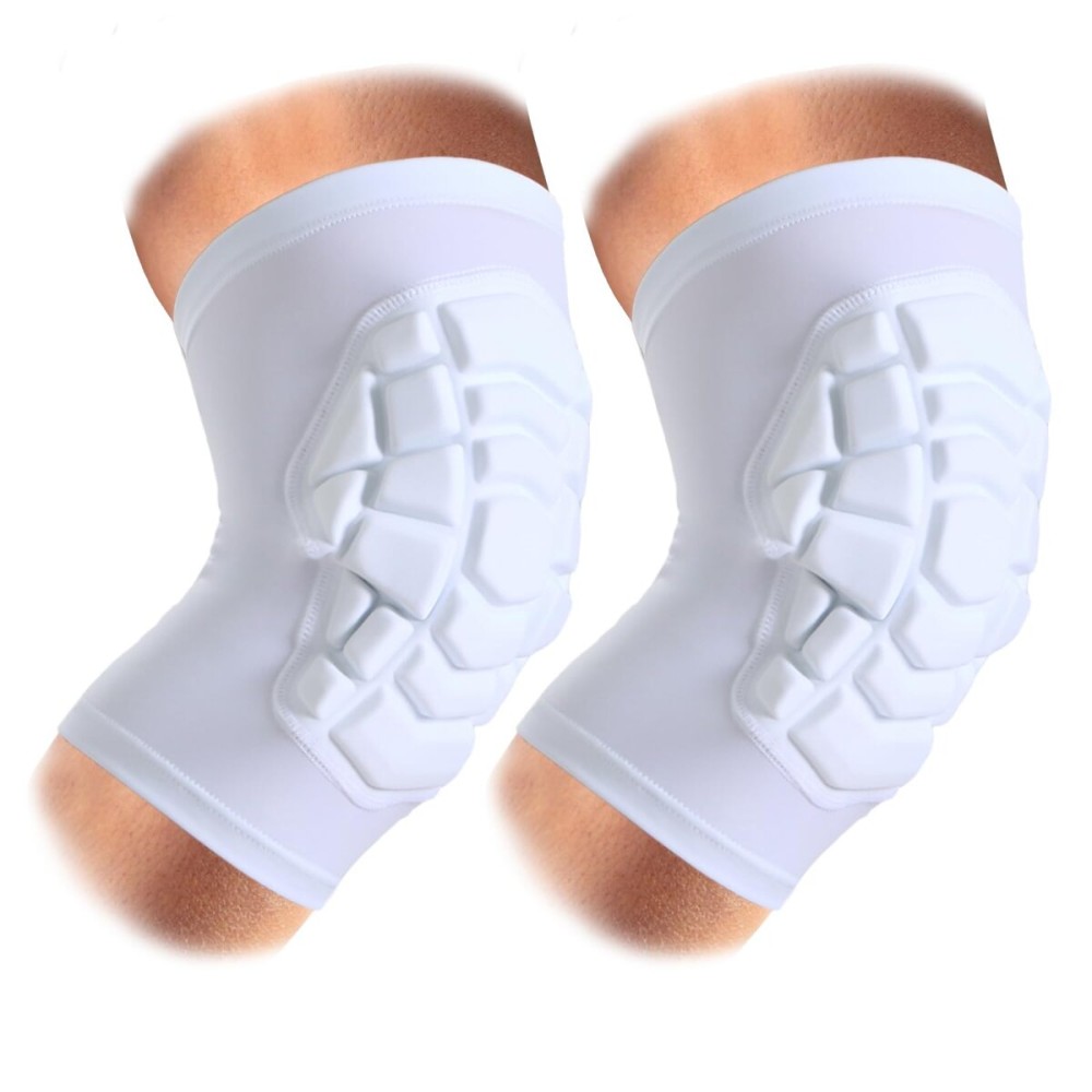 Knee Pads Compression Leg Sleeve Knee Sleeve for All Sports Wrestling Protector Gear, Youth & Adult Sizes, 1 Pair of Knee Paded(Short Sleeve,White_XXL_2 Pack)