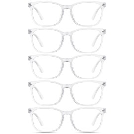 WINTOO Blue Light Glasses for Woman Men | 99% Blue Light Blocking Glasses for Computer Gaming TV Phone Screen Square Frame | Anti Eyestrain & UV Glare Protection - 5 Pair