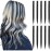 RINBOOOL Black Hair Extensions Clip in for Kids Girls, 10 Pieces 22 Inch Long Straight Colored Streak Synthetic Accessories Hairpiece Clip ins, Play Party Highlights