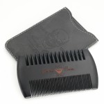 Menesia Black Wooden Beard Comb with Case for Men, Men\'s Wood Pocket Comb for Beards & Mustaches & Hair, Black Skull Design