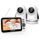 OKAIDI Video Baby Monitor with 2 Cameras, 5 Display Baby Monitor No WiFi, 30H Battery and 1000ft Range, Remote Pan-Tilt-Zoom Baby Camera, 2-Way Talk, 8 Lullabies, for Baby Pet Elderly