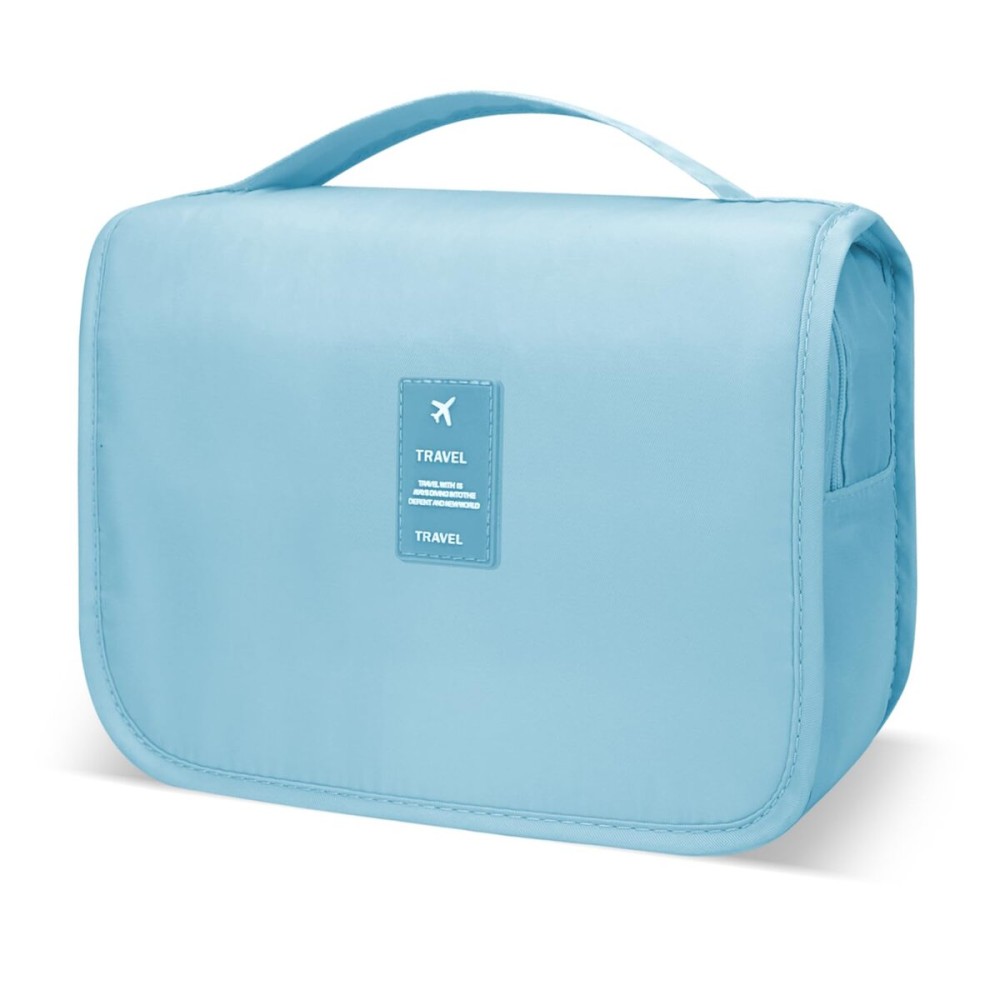 Lcsmaokin Large Capacity Toiletry Bag Travel Bag with Hanging Hook for Men and Women Waterproof Travel Cosmetic Bag Bathroom Storage Bag for Brushes Set, Full-Sized Shampoo,Accessories(Baby Blue)