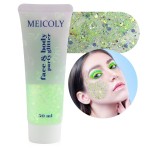 MEICOLY Lime Green Body Glitter,Chunky Chameleon Face Glitter for Halloween Alien Makeup,Color Changing Mermaid Face Glitter Gel,Holographic Glitter for Face Body Hair,Festival Party Cheer Glitter