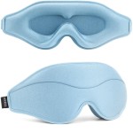 MOEASEii Sleep Mask - Total Blackout 3D Sleeping Mask, Super Lightweight & Silky Soft Eye Mask for Sleeping, Fully Adjustable Fit for Home, Office, Traveling, Meditation, Yoga, Light Blue