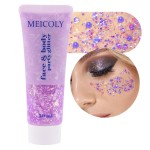 MEICOLY Chameleon Light Purple Hair Glitter,Chunky Face Body Glitter for Halloween,Color Changing Mermaid Face Glitter,Holographic Glitter Sequin for Face Body Hair,Festival Party Cheer Glitter Makeup