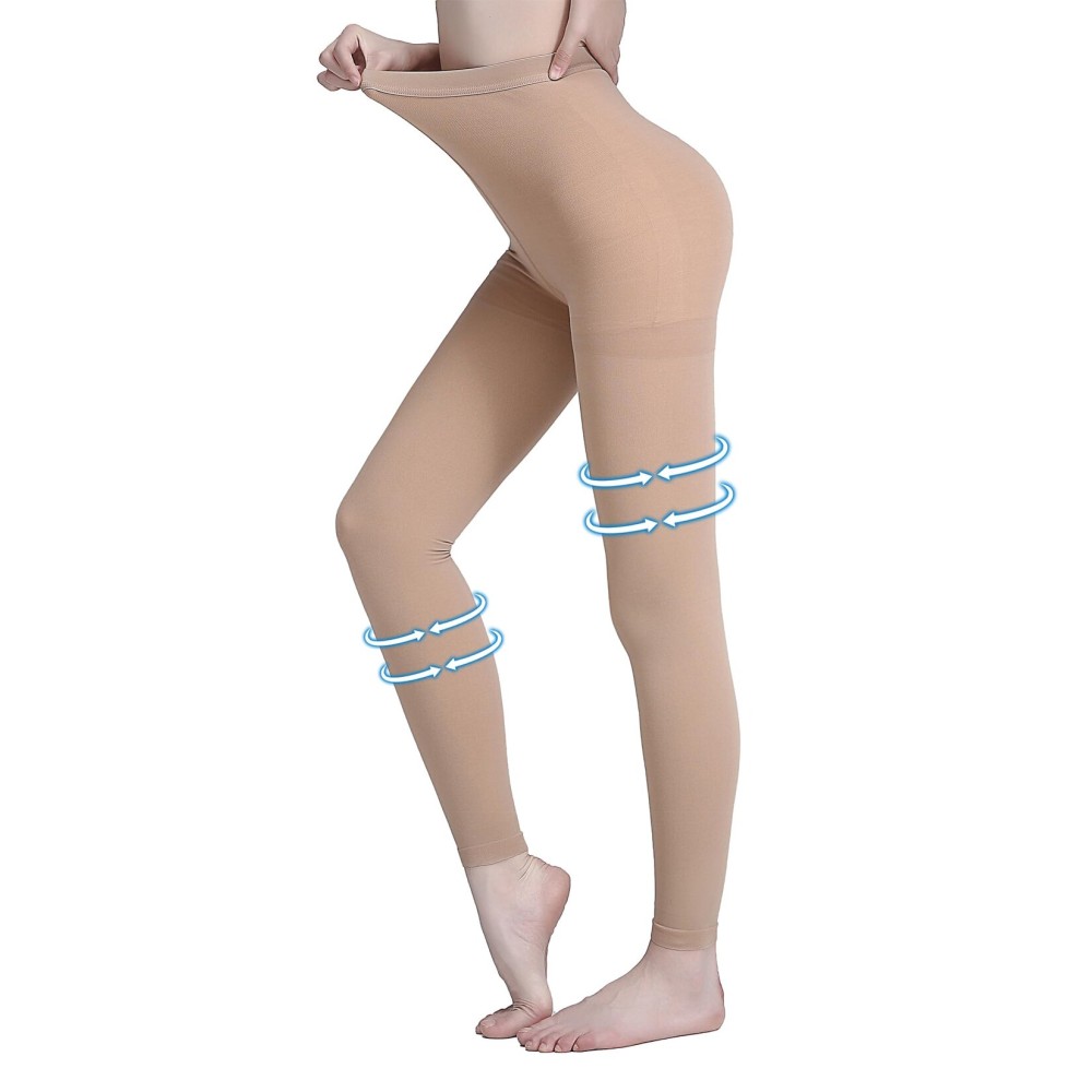 AMZAM Medical Compression Pantyhose for Women & Men, 15-20 mmHg Graduated Compression Leggings, Opaque Footless Waist High Compression Stockings for Edema, Varicose Veins, Post Surgery,Beige 3XL