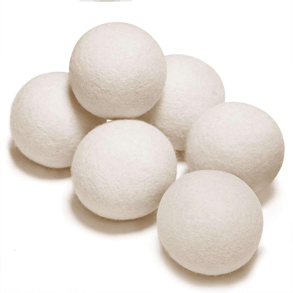 100% New Zealand Wool Dryer Balls L Size - 6 Pack, Organic & Chemical-Free Fabric Softener, Baby Safe & Hypoallergenic, Reduces Static, Wrinkles & Drying Time, Reusable for 1000+ Loads