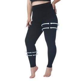 Plus Size 4XL Medical Compression Pantyhose for Women & Men, 15-20 mmHg Graduated Compression Leggings, Opaque Footless Waist High Compression Stockings for Edema, Varicose Veins, Flight, DVT, Black