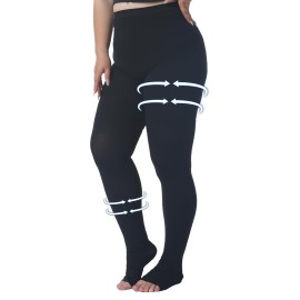 Plus Size 5XL Compression Pantyhose for Women Men, 15-20 mmHg Graduated Compression Tights, Opaque Toeless Compression Stockings Waist High Support Tights for Swelling, DVT,Pregnant, Teacher, Doctor