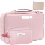 Queboom Travel Makeup Bag Cosmetic Bag Makeup Bag Toiletry bag for women and men (Pink-3pcs)