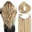 HOTBANANA Wire Hair Extensions, 12 inch 70g Light Blonde Highlighted Golden Blonde (Ash Tone) Fish Line Real Human Hair Straight Invisible Remy Hair Extensions