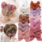CLLOT 20 Pieces Girls Hair Bows Linen Fabric Bows Alligator Clips Hair Accessories for Little Girls Toddlers Kids and Teens(Pink)