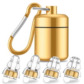 YomauiYee High Fidelity Concert Earplugs for Concerts Musicians, Music Festivals, Earplugs for noise reduction, 24db 2 Pairs (Gold)