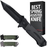 Spring Assisted Heavy Duty Pocket Knife for Men - 3.5 Tanto Sharp Blade - Folding Tactical Self Defense Japanese Knives with Portable Clip - for Hunting Camping Military Survival Work EDC 6688 BB