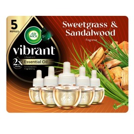 Air Wick Plug In Scented Oil Refills, Sweetgrass + Sandalwood, Air Fresheners for Home Long Lasting, Room Fresheners,Air Freshener Plug In, Essential Oils, Home Essentials for Small&Large Spaces,5 ct