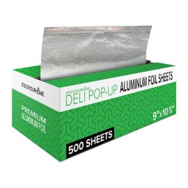 500 Count Pre-Cut Deli Aluminum Wraps - 9 Pop-Up for Restaurants, Disposable for Burritos, Hot Dogs, Sandwiches - Stock Your Home