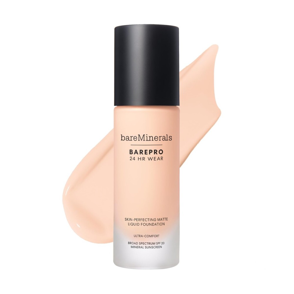 bareminerals Barepro 24HR Wear Matte Liquid Foundation Mineral SPF 20, Full Coverage Foundation Makeup for Mature Skin, Oil-Free, Vegan