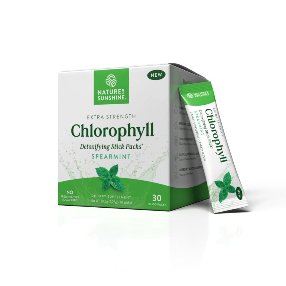 Nature\'s Sunshine Chlorophyll Stick Packs: Supercharge Your Detox and Boost Gut Health in Convenient, Delicious Stick Packs (Spearmint)