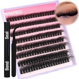 Eyelash Extension Kit Thick Cluster Lashes Mink 18MM CC Curvature Individual Lashes Kit DIY Lash Extension 80D Lashes Clusters with Lash Bond and Seal Lash Tweezers by Winifred