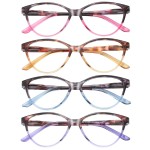 Przene 4 Pack Cat Eye Reading Glasses for Women Blue Light Blocking Readers 3.5