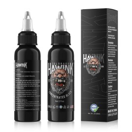 HAWINK Black Tattoo Ink 2 oz (60ml) Vegan-Friendly USA Standard Pigment Tattoo Supplies Pure Black TI203-60-001